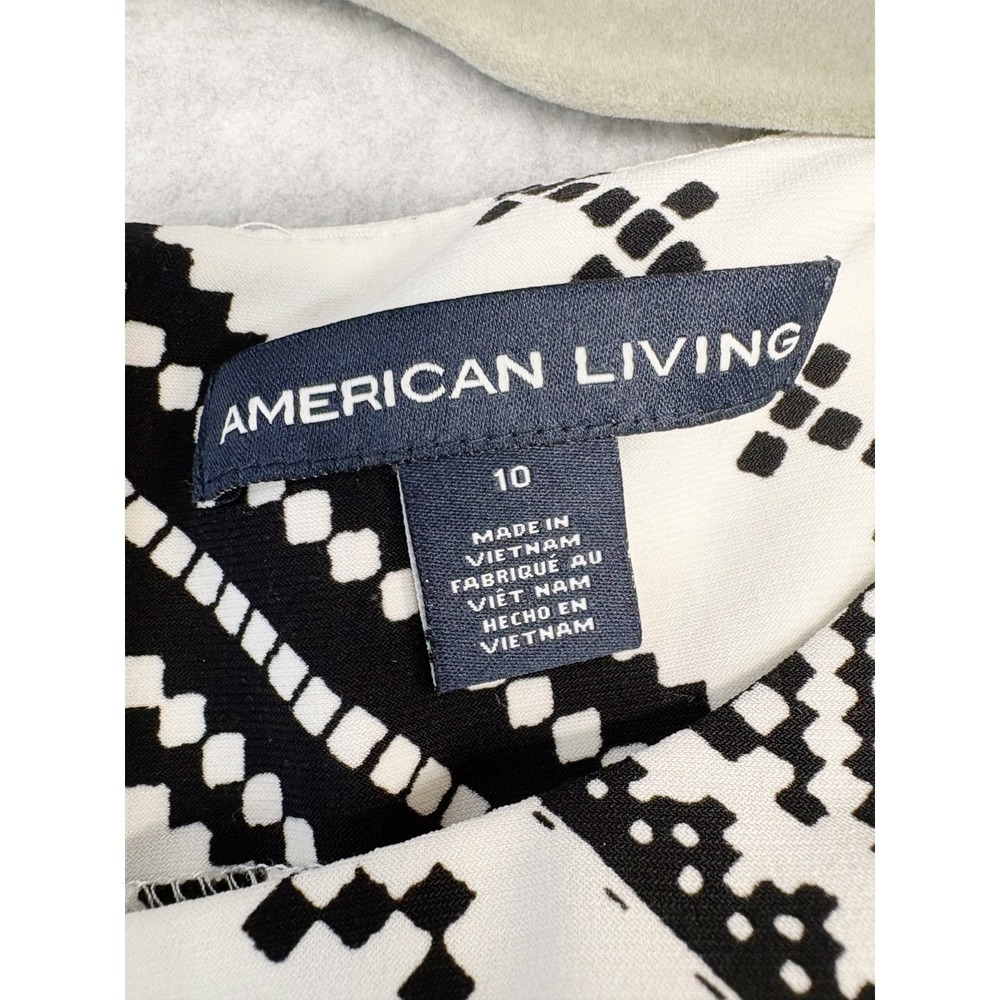 American Living Dress Womens 10 Black White Geometric Maxi Stretch Beachy Boho - Picture 4 of 9